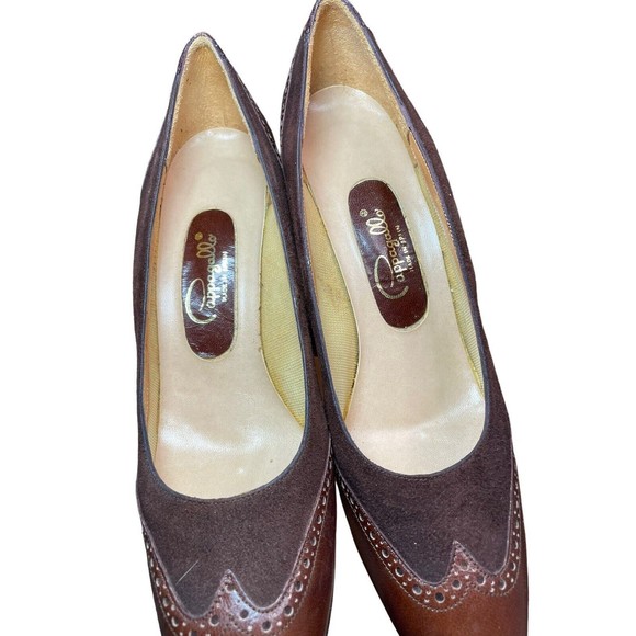 Pappagallo Dress Shoes Pumps Heels Size 8 N Red Brown‎ Leather Made in Spain - Picture 8 of 13